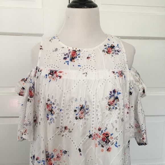 LOFT Cold Shoulder Eyelet Swing Dress Size S - Picture 3 of 7